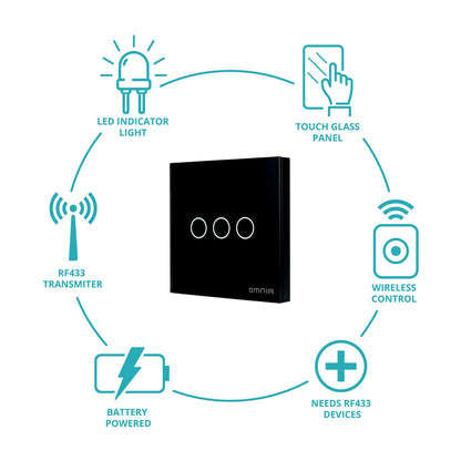 Apagador Inalámbrico RF 3 Vías OMNIA