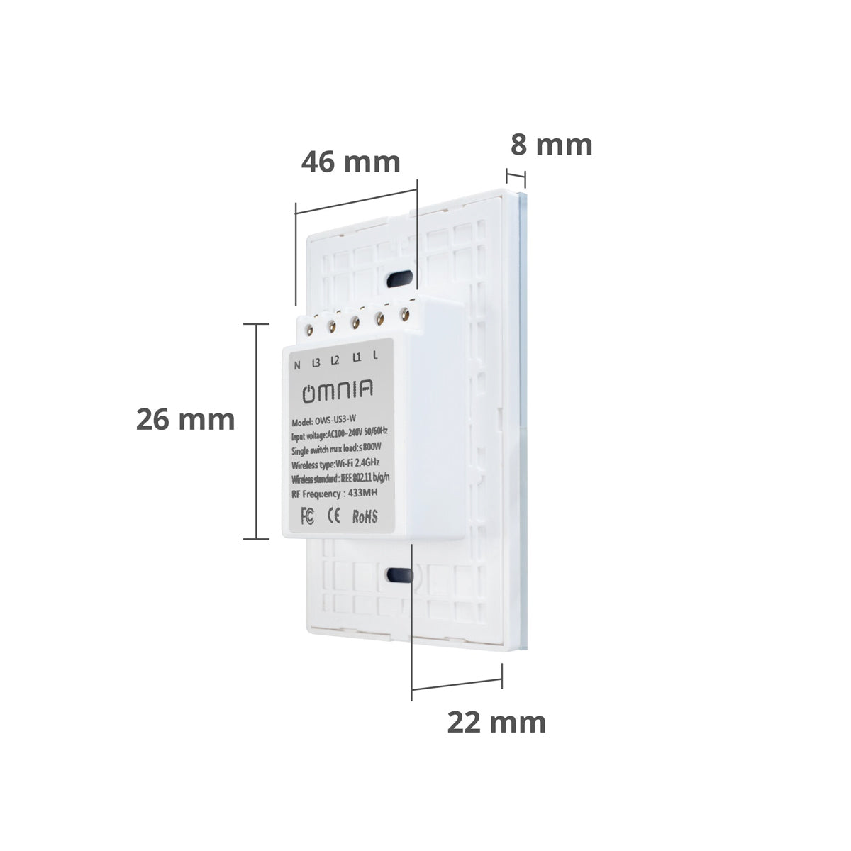 Apagador Inteligente híbrido WiFi/RF 2 Vías OMNIA